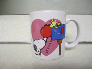 Vintage Snoopy Penuts Coffee mug A Heart For You Love Valentine Mail ...