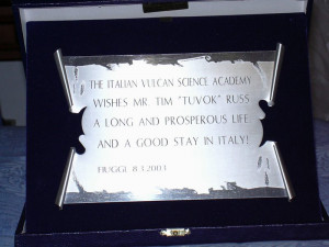 ... , (Tuvok) and presented him with a plate in behalf of Vulcan Academy