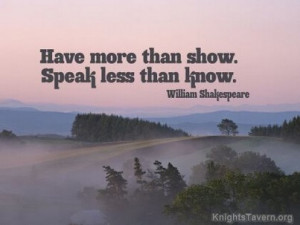 ... than show, speak less than know. William Shakespeare Quote Wallpaper