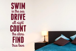 ... Swim In Sea Drive All Night Count Wall Stickers Decals Art Quotes