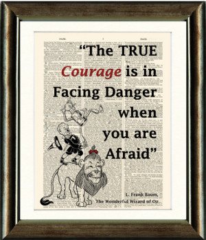 Wizard of Oz Lion Quote Print- vintage book page print image on a page ...