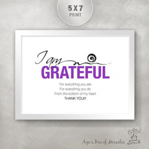 AM GRATEFUL 5x7 Inspirational Quote Print / Appreciation Gift for ...