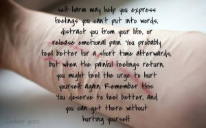 Self harm is not the anwere, all u have to do is love urself.It may ...