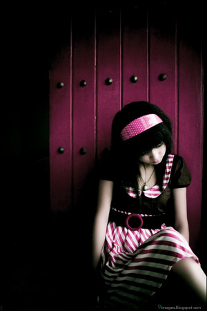 Sad, emo, girl, pink, cute, lonely, fashion