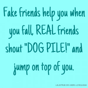 Fake friends help you when you fall, REAL friends shout 