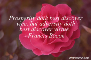 prosperity-Prosperity doth best discover vice, but adversity doth best ...