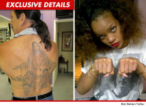 Rihanna's New Thug Life Tattoo -- The Topless 'THUG' Pose with Danny ...