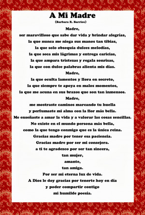 Mothers day poems in spanish