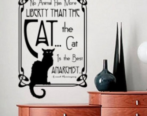 Wall Decal Quote - Ernest Hemingway Quote about Cats - Art Nouveau Cat ...