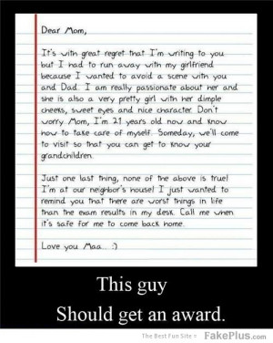 Dear mom it could be worse funny note