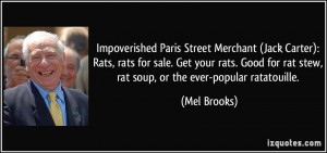Impoverished Paris Street Merchant (Jack Carter): Rats, rats for sale ...