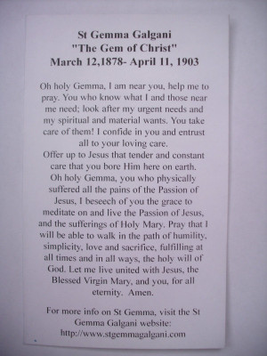 Back of prayer cards