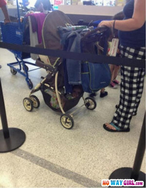 Priorities..... Look Where Mom has The Baby In The Stroller