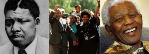 ... from prison in 1990 (AFP); Right: Mr Mandela pictured in 2007 (AP
