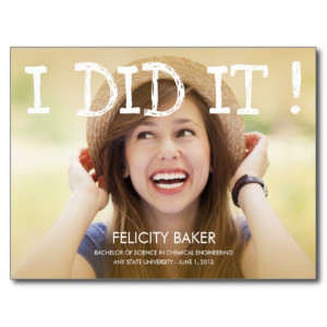 Did It! Graduation Announcement /Invite Post Card