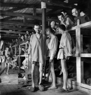 Prisoners at Buchenwald concentration camp in Germany in April 1945 ...