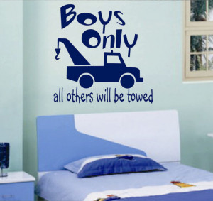 Vinyl Wall Lettering Quotes Words Boys Only Tow Truck Quotes Decal