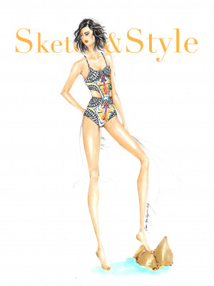 Printed Swimsuit | Sketch&Style HD Wallpaper