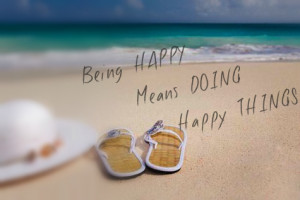 Hat-and-flip-flops-beach-being-happy-quote1