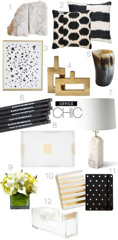 ... inspiration board! Black and white and gold - office chic :) #