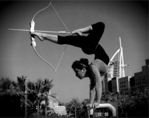 Combining contortion and archery, Lilia Stepanova