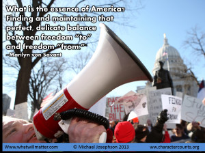 ... delicate balance between freedom “to” and freedom “from