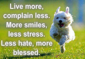 Live more, complain less. More smiles, less stress. Less hate, more ...