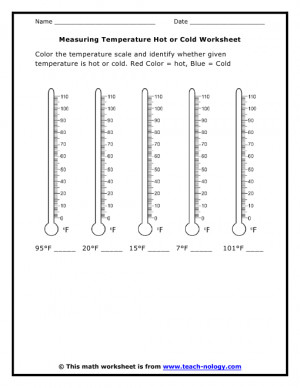 Temperature Thermometer Worksheets