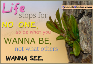 ... stops for no one, so be what you wanna be, not what others wanna see