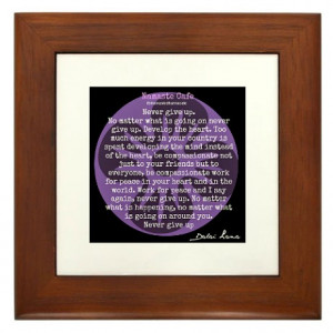 ... > Buddhism Living Room > Never Give Up, Dalai Lama Quote Framed Tile