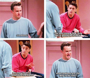 Joey and Chandler Hide While They Listen To Ross and Rachel Argue ...