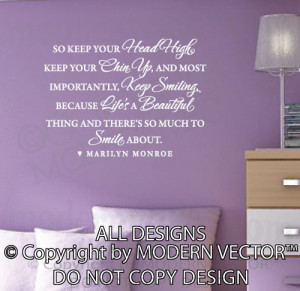Details about MARILYN MONROE Quote Vinyl Wall Decal Lettering KEEP ...