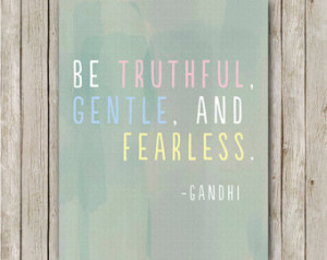 ... Fearless, Gandhi Quote Printable, Inspirational Wall Art, Watercolor
