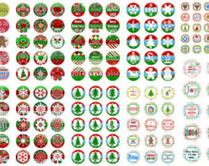 ... Christmas Designs, Bow Sayings 1 inch Round Digital Bottle Cap Images