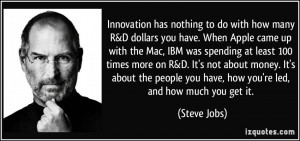 Innovation has nothing to do with how many R&D dollars you have. When ...
