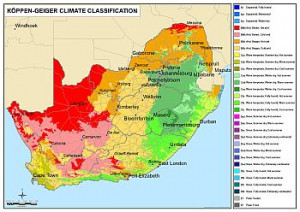 Map of South Africa Climate