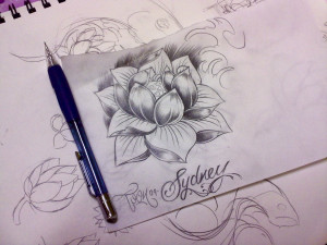 water lily tattoo sketch by samthedrawer