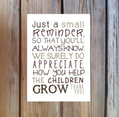 Teacher Gift. Teacher Appreciation Poem Print. by PoppyseedPrints, $6 ...