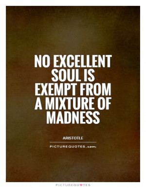 No excellent soul is exempt from a mixture of madness Picture Quote 1