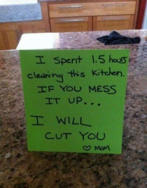 cleaning, funny, mom, mother, note