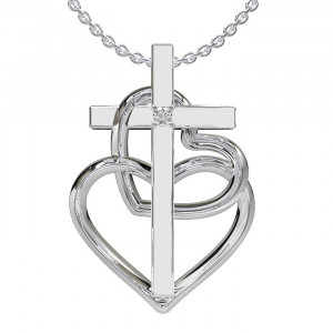 Hearts Embraced Pendant, Radiant Silver w/ .03 Carat Diamond, $99.00