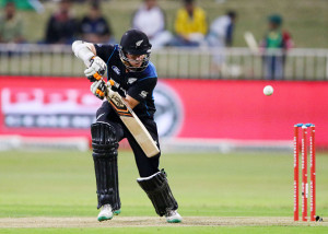 Tom Latham of New Zealand bats during the 3rd ODI match between South ...