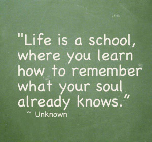 ... school where you learn how to remember what your soul already knows