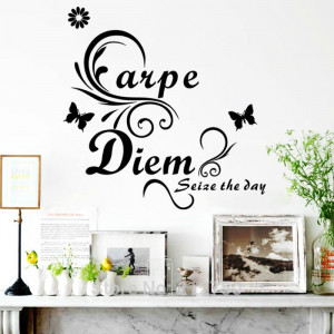 2014 New arrival fashion Carpe Diem butterfly wall quote decals and ...