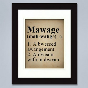 Princess Bride Inspired Mawage Definition Print - Wedding Gift - 8x10