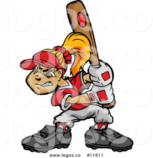 Royalty Free Clip Art Vector Tough Blond White Softball Player Girl