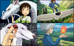 Ghibli films: Spirited Away , Nausicaa of the Valley of the Wind ,