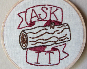 ASK IT Log Lady quote Twin Peaks ha nd embroidery, 4 inch hoop, banner ...