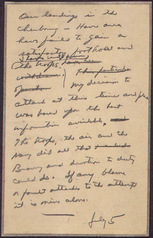 Message Drafted by General Eisenhower in Case the D-Day Invasion ...