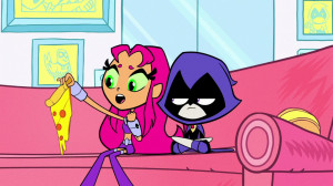 Raven and Starfire showing their dislike in disgusting dirty boys.